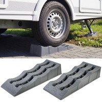 Vyrovnávací klíny / nájezdy pod karavan - šedé (2 ks)