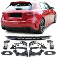 Zadní difuzor Mercedes Benz A V177 hatchback - single výfuk (černé koncovky)