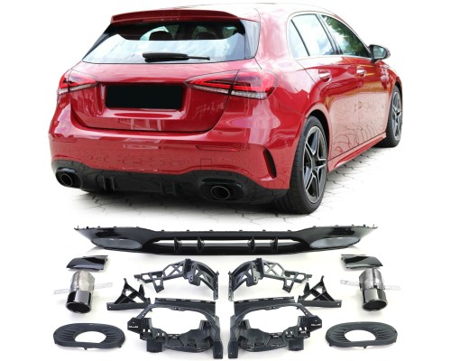 Zadní difuzor Mercedes Benz A V177 hatchback - single výfuk (černé koncovky)