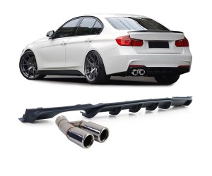 Zadní difuzor BMW 3 F30/F31 (316i/318i/320i) - černý matný (chrom koncovky)