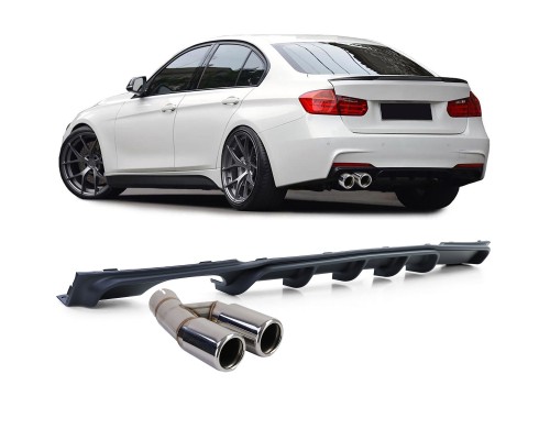 Zadní difuzor BMW 3 F30/F31 (316i/318i/320i) - černý matný (chrom koncovky)