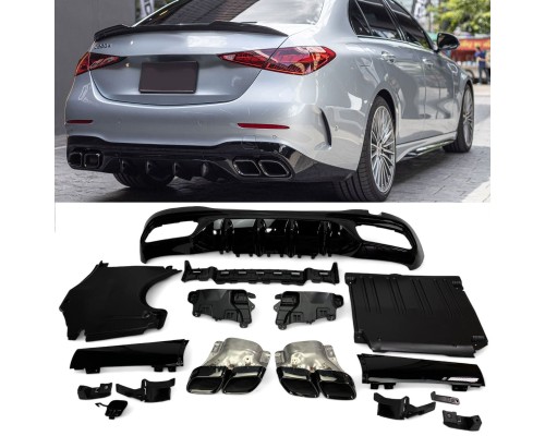 Zadní difuzor Mercedes Benz C W206/S206 (hranaté koncovky-černé)