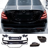 Zadní difuzor Mercedes Benz S W222 (2017-2020) - černé koncovky (styl S65)