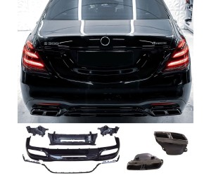 Zadní difuzor Mercedes Benz S W222 (2017-2020) - černé koncovky (styl S65)