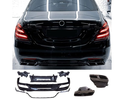 Zadní difuzor Mercedes Benz S W222 (2017-2020) - černé koncovky (styl S65)