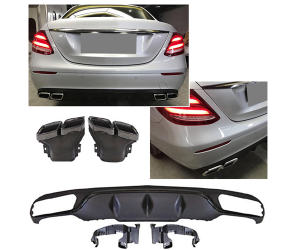 Zadní difuzor Mercedes Benz E W213 (2016-2020) standard - černé hranaté koncovky 