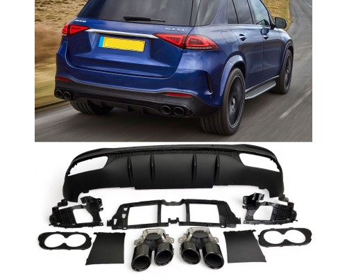 Zadní difuzor Mercedes Benz GLE SUV W167 - kulaté koncovky (černé)