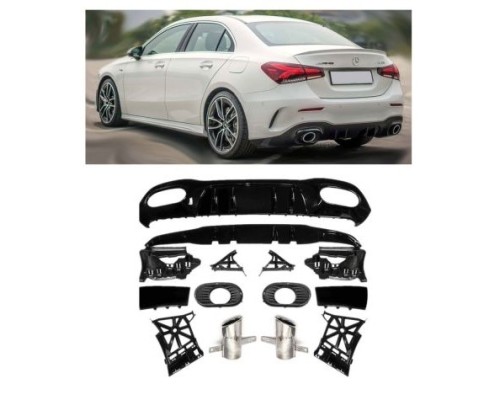 Zadní difuzor Mercedes Benz A V177 sedan - single výfuk (chrom koncovky)