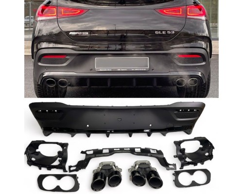 Zadní difuzor Mercedes Benz GLE Coupe C167 - kulaté koncovky (černé)