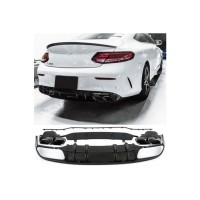 Zadní difuzor Mercedes Benz C (C205/A205) AMG line - hranaté koncovky (černé)