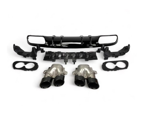 Zadní difuzor Mercedes Benz C (C205/A205) AMG line - kulaté koncovky (černé)