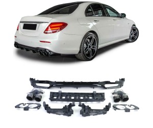 Zadní difuzor Mercedes Benz E W213 (2016-2020) AMG line - černé kulaté koncovky
