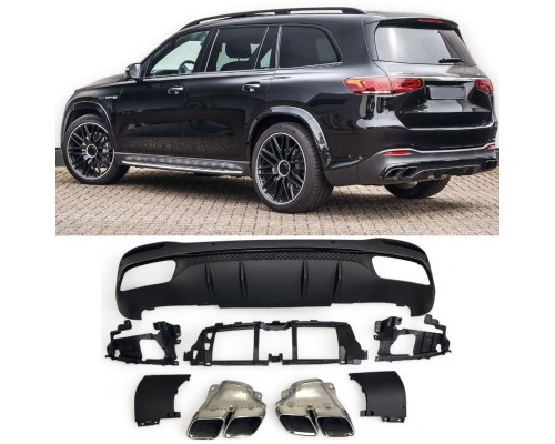 Zadní difuzor Mercedes Benz GLS X167 - hranate koncovky (chrom)