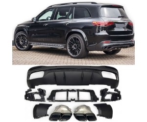 Zadní difuzor Mercedes Benz GLS X167 - hranate koncovky (černe)