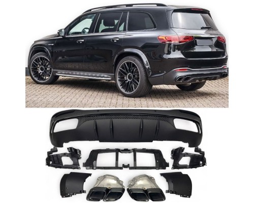 Zadní difuzor Mercedes Benz GLS X167 - hranate koncovky (černe)