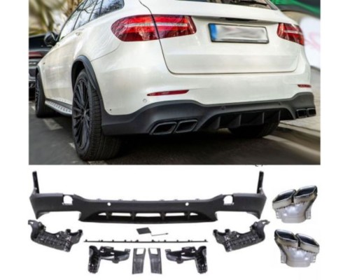 Zadní difuzor Mercedes Benz GLC SUV (X253) - hranaté chromové koncovky