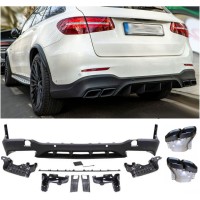 Zadní difuzor Mercedes Benz GLC SUV (X253) - hranaté černé koncovky