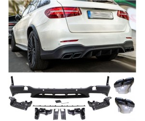 Zadní difuzor Mercedes Benz GLC SUV (X253) - hranaté černé koncovky