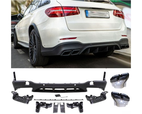 Zadní difuzor Mercedes Benz GLC SUV (X253) - hranaté černé koncovky