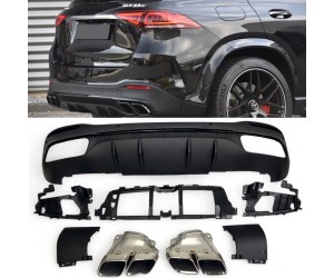 Zadní difuzor Mercedes Benz GLE SUV W167 - hranate koncovky (chrom)