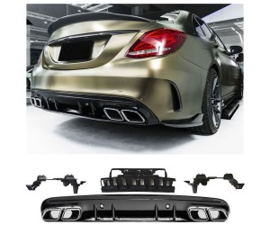 Zadní difuzor Mercedes Benz C (W205/S205) AMG line - chrom koncovky (vzhled C63 AMG)