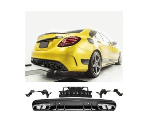 Zadní difuzor Mercedes Benz C (W205/S205) AMG line - černé koncovky (vzhled C63 AMG)