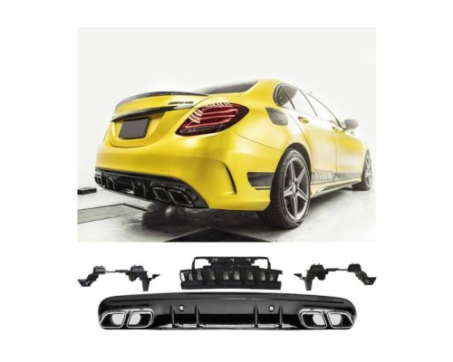 Zadní difuzor Mercedes Benz C (W205/S205) AMG line - černé koncovky (vzhled C63 AMG)