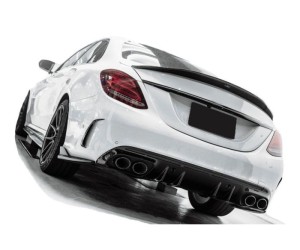 Zadní difuzor Mercedes Benz C (W205/S205) AMG line - černé koncovky (vzhled C43 AMG)