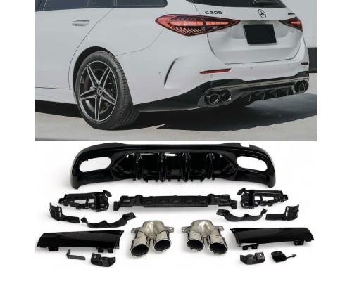 Zadní difuzor Mercedes Benz C W206/S206 (kulaté koncovky chrom)