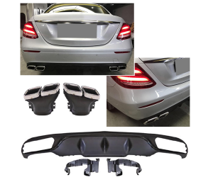 Zadní difuzor Mercedes Benz E W213 (2016-2020) standard - chrom hranaté koncovky