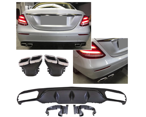 Zadní difuzor Mercedes Benz E W213 (2016-2020) standard - chrom hranaté koncovky