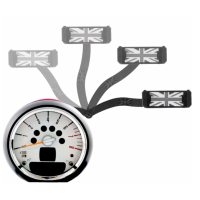 Držák mobilního telefonu Mini R55/R56/R57/R58/R59/R60/R61 - pohyblivý (černobílá vlajka)