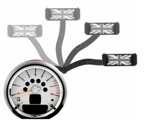 Držák mobilního telefonu Mini R55/R56/R57/R58/R59/R60/R61 - pohyblivý (černobílá vlajka)