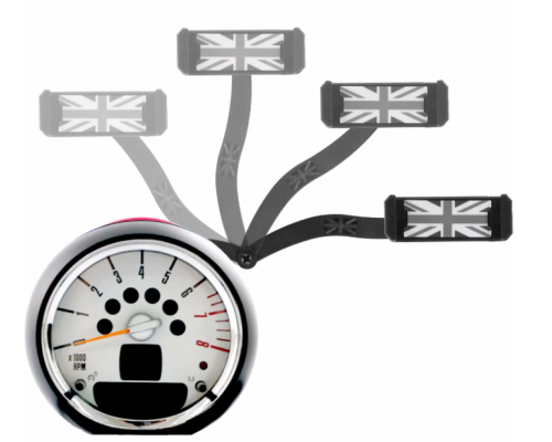 Držák mobilního telefonu Mini R55/R56/R57/R58/R59/R60/R61 - pohyblivý (černobílá vlajka)