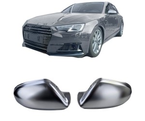 Plastové kryty zpětných zrcátek Audi A6 C7 (2011-2018) – stříbrné matné (s asistentem)
