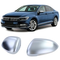 Plastové kryty zpětných zrcátek Volkswagen Passat B8 – stříbrné matné (s asistentem)