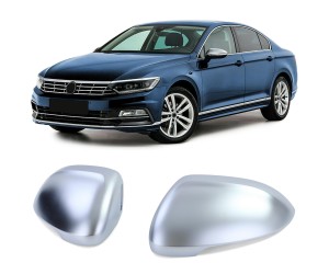 Plastové kryty zpětných zrcátek Volkswagen Passat B8 – stříbrné matné (s asistentem)