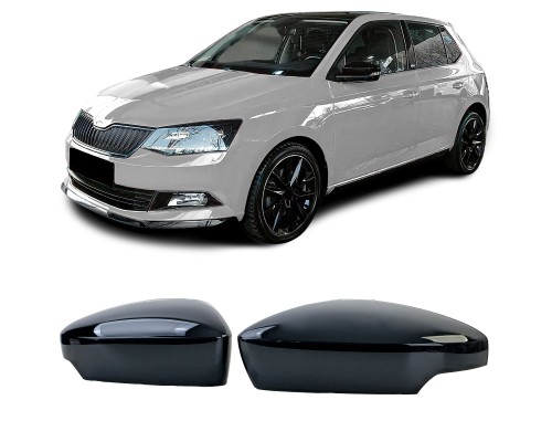 Plastové kryty zpětných zrcátek Škoda Fabia 3 (2014-2022) - černé lesklé