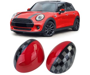 Kryty zrcátek Mini One/Cooper F54/F55/F56/F57 (2013-2018) - červeno-černé