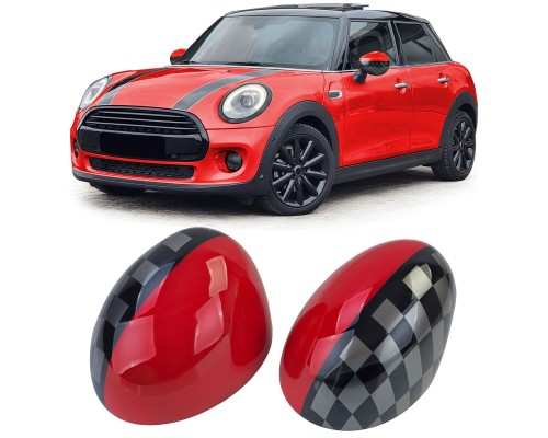 Kryty zrcátek Mini One/Cooper F54/F55/F56/F57 (2013-2018) - červeno-černé