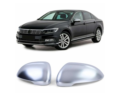 Plastové kryty zpětných zrcátek Volkswagen Passat B8 – stříbrné matné (bez asistenta)