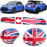 Kryty zrcátek a lišta nad SPZ Mini Cooper/One (2013-2017) - Union Jack design