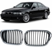 Maska BMW 5 E39 – černá lesklá, chrom rámeček (jednoduchá)