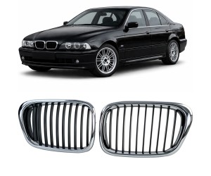 Maska BMW 5 E39 – černá lesklá, chrom rámeček (jednoduchá)