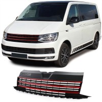 Maska Volkswagen T6 (2015-2019) - černá lesklá s červenými lištami
