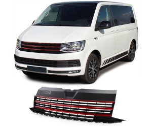Maska Volkswagen T6 (2015-2019) - černá lesklá s červenými lištami
