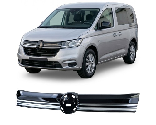 Maska Volkswagen Caddy (2020+) - černá lesklá, chrom lišta
