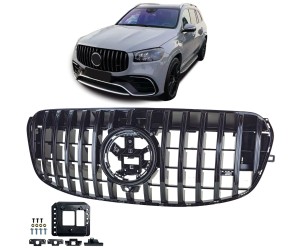 Maska Mercedes Benz GLS X167 (2023+) – GT Panamericana, černá  lesklá (facelift)