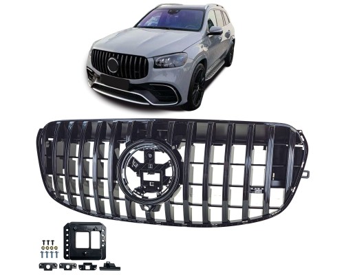 Maska Mercedes Benz GLS X167 (2023+) – GT Panamericana, černá  lesklá (facelift)