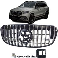 Maska Mercedes Benz GLS X167 (2023+) – GT Panamericana, černá s chromem (facelift)